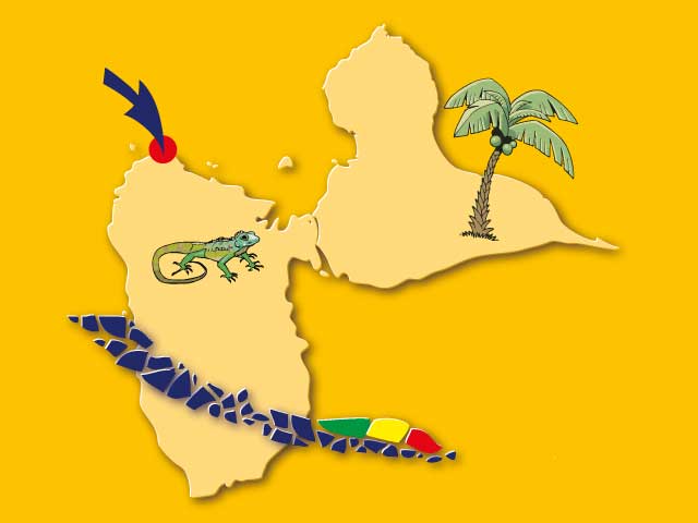 Mini-carte Guadeloupe Gîtes Mosaïques